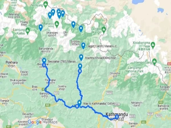 Manaslu-Circuit-Trek-on-Google-Map