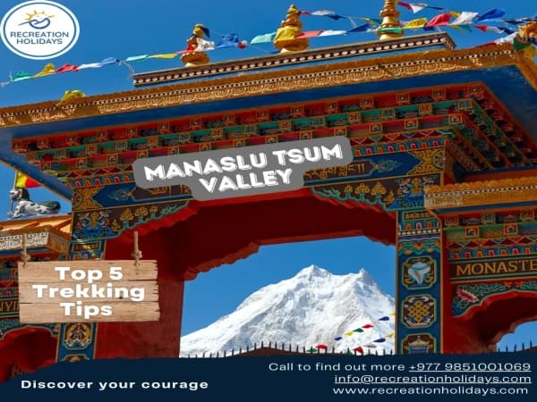 Mount.-Manaslu-on-background-with-monastery-gate-on-the-way-to-Manaslu-Tusm-Valley-Trek