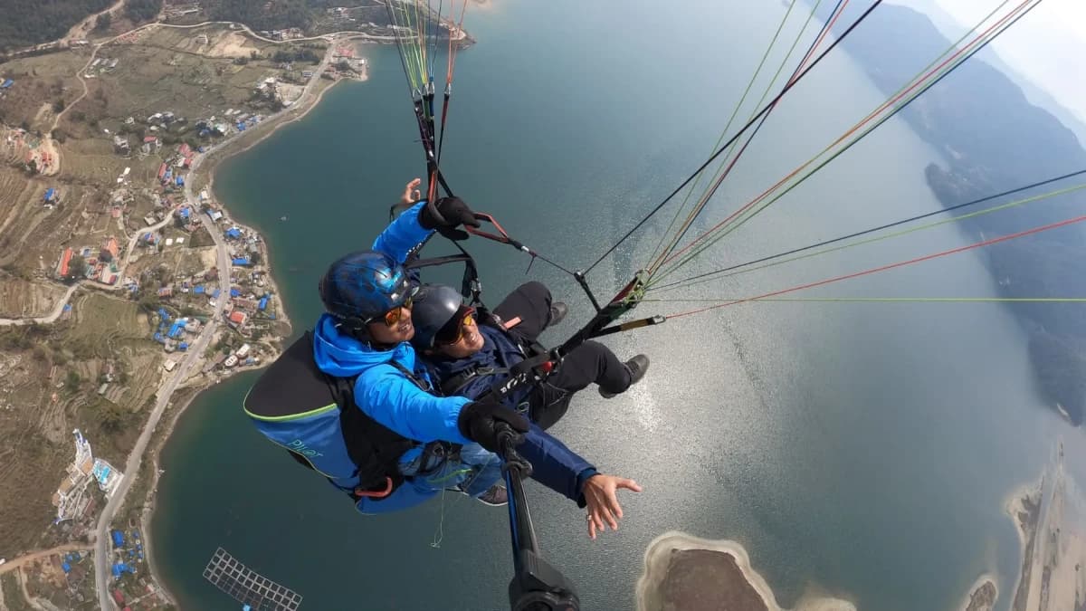 1-Day Paragliding in Pokhara two people enjoying